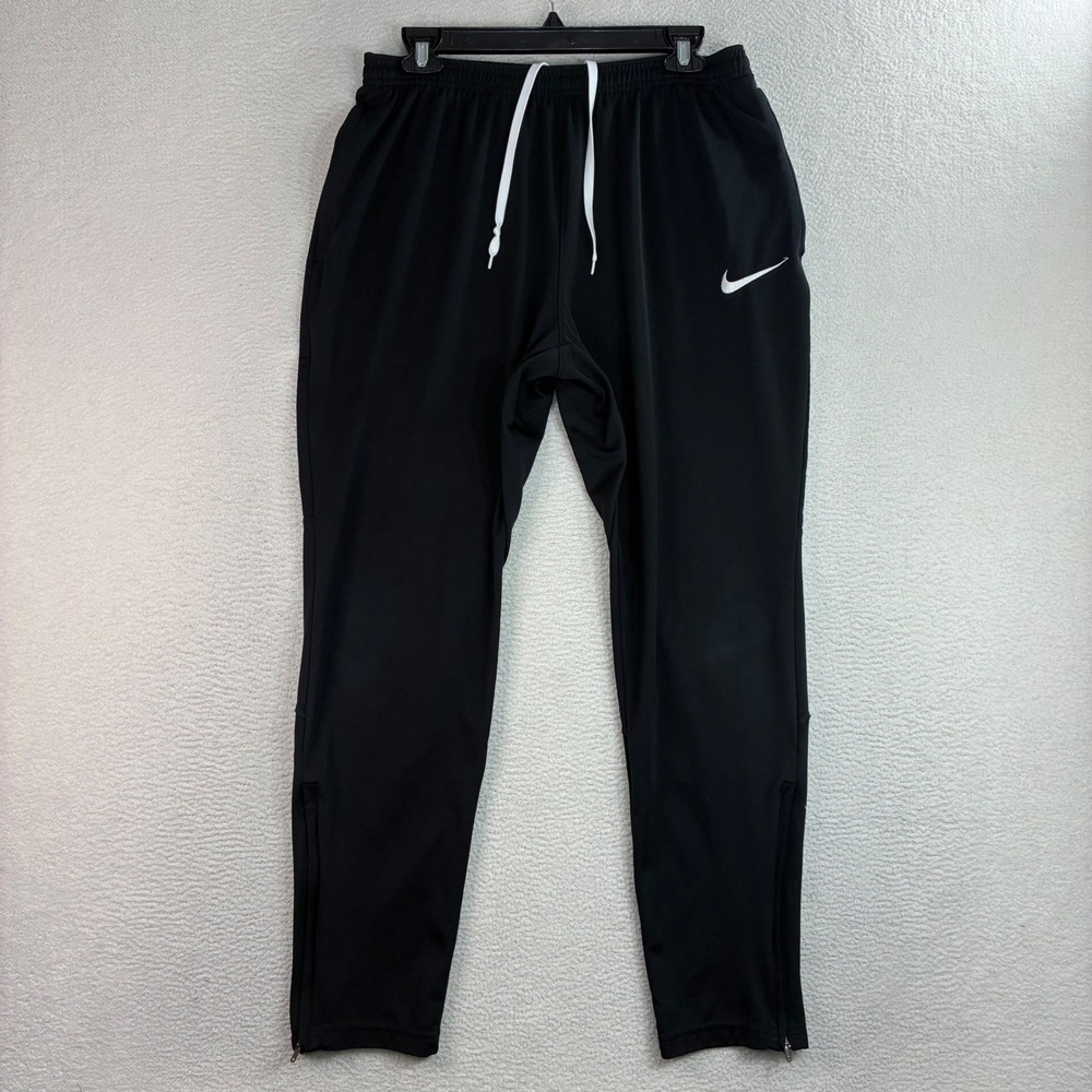 Y2K Nike Track Pants Men L Black Taper Soccer Running Ankle‎ Zip Athletic Train
